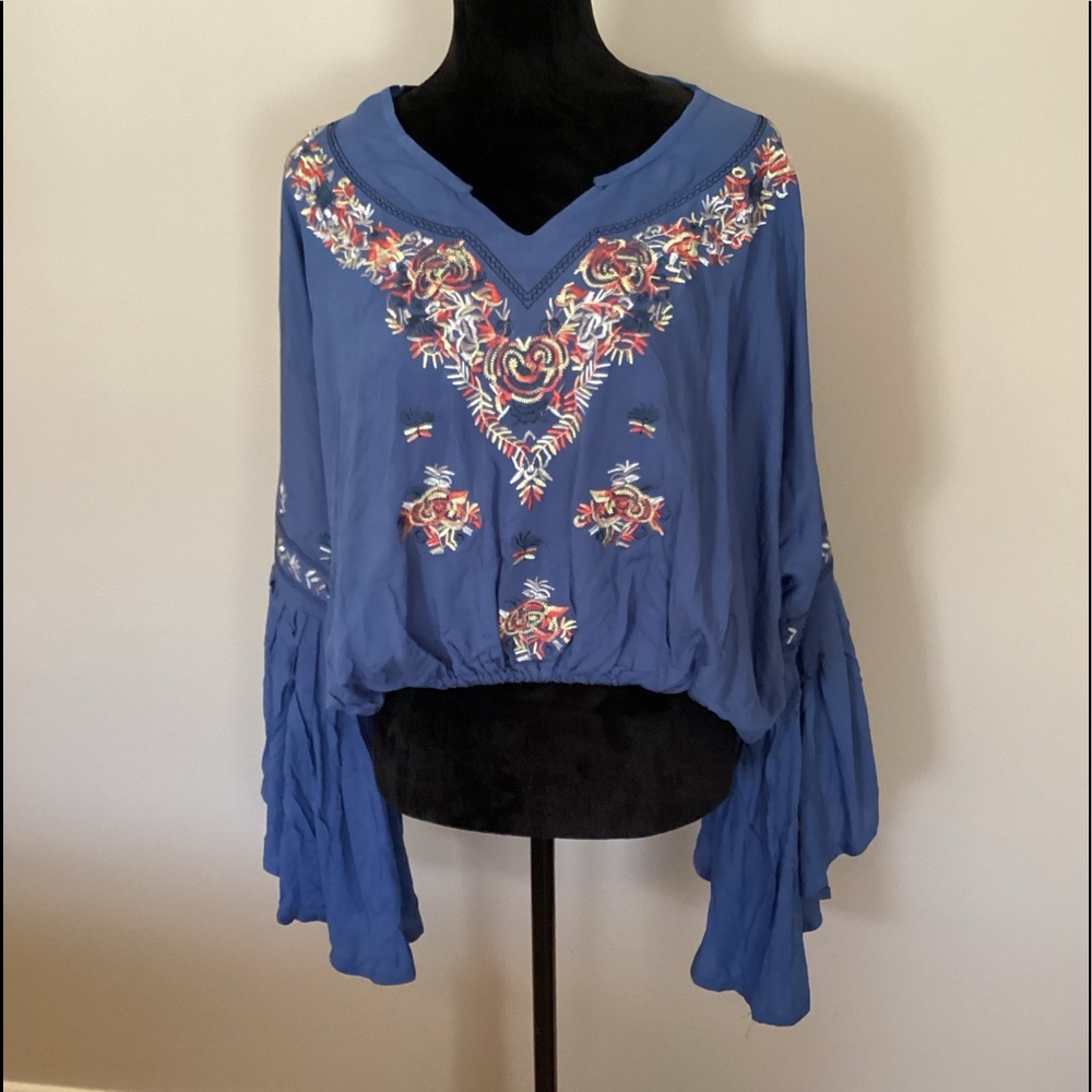 Embroidered Blue Top